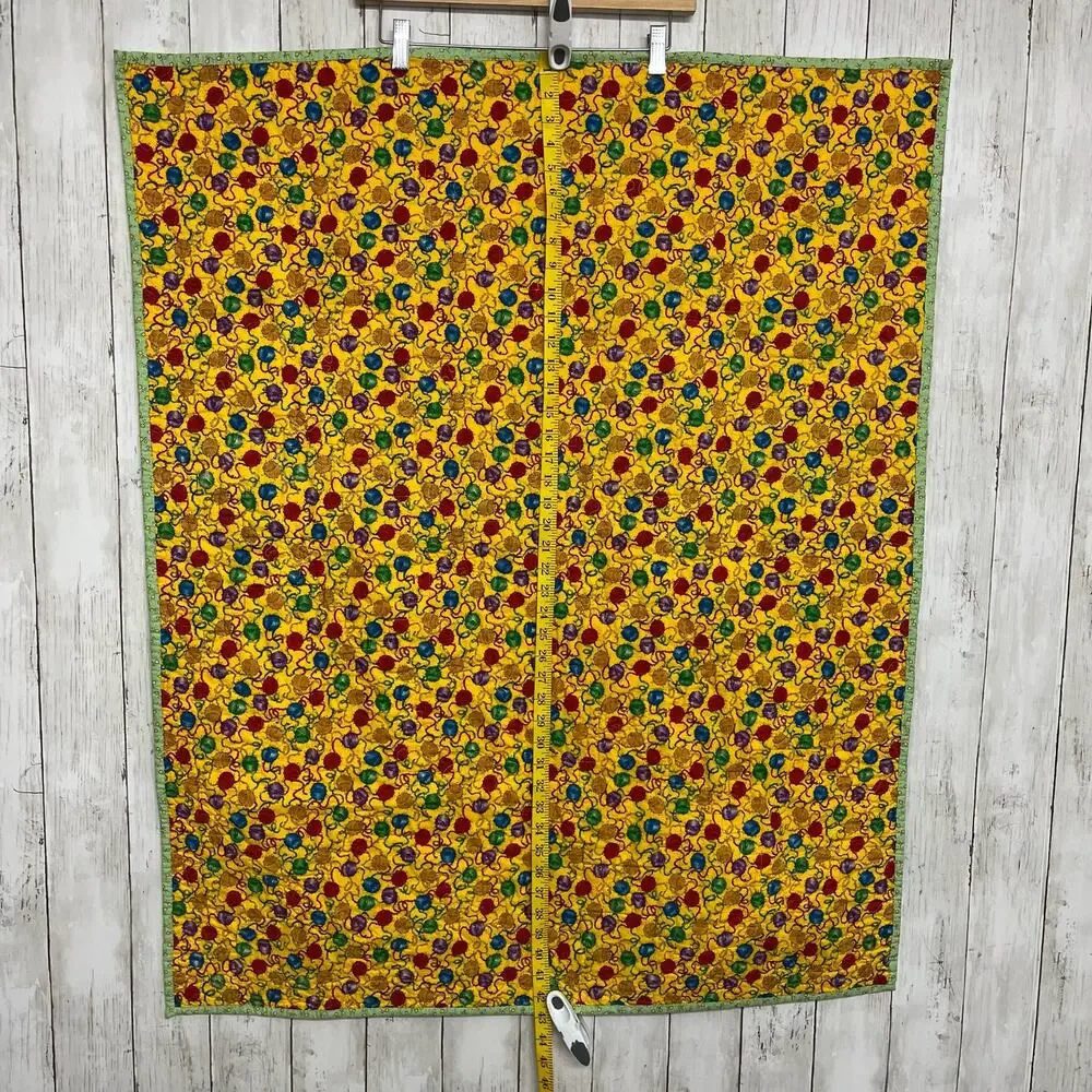 Handmade Vintage Patchwork Kids Baby Quilt Colorful Balloons Duck Sheep Rabbit